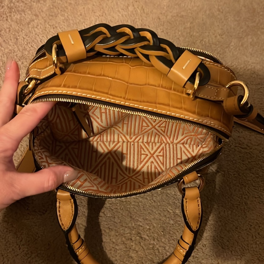Chloe Small Daria Bag-Autumnal Brown Croc Embossed Leather - Picture 10 of 11
